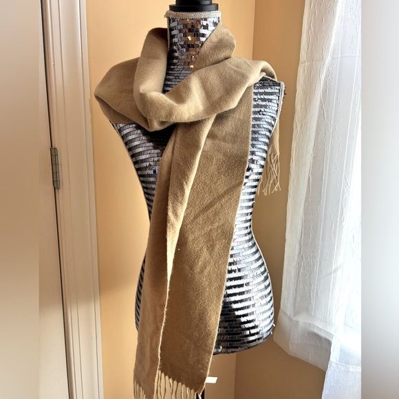 Nordstrom Cashmere Scarf 79” X 8” * SO SOFT! * Lightweight Beige Fringe - Picture 1 of 4